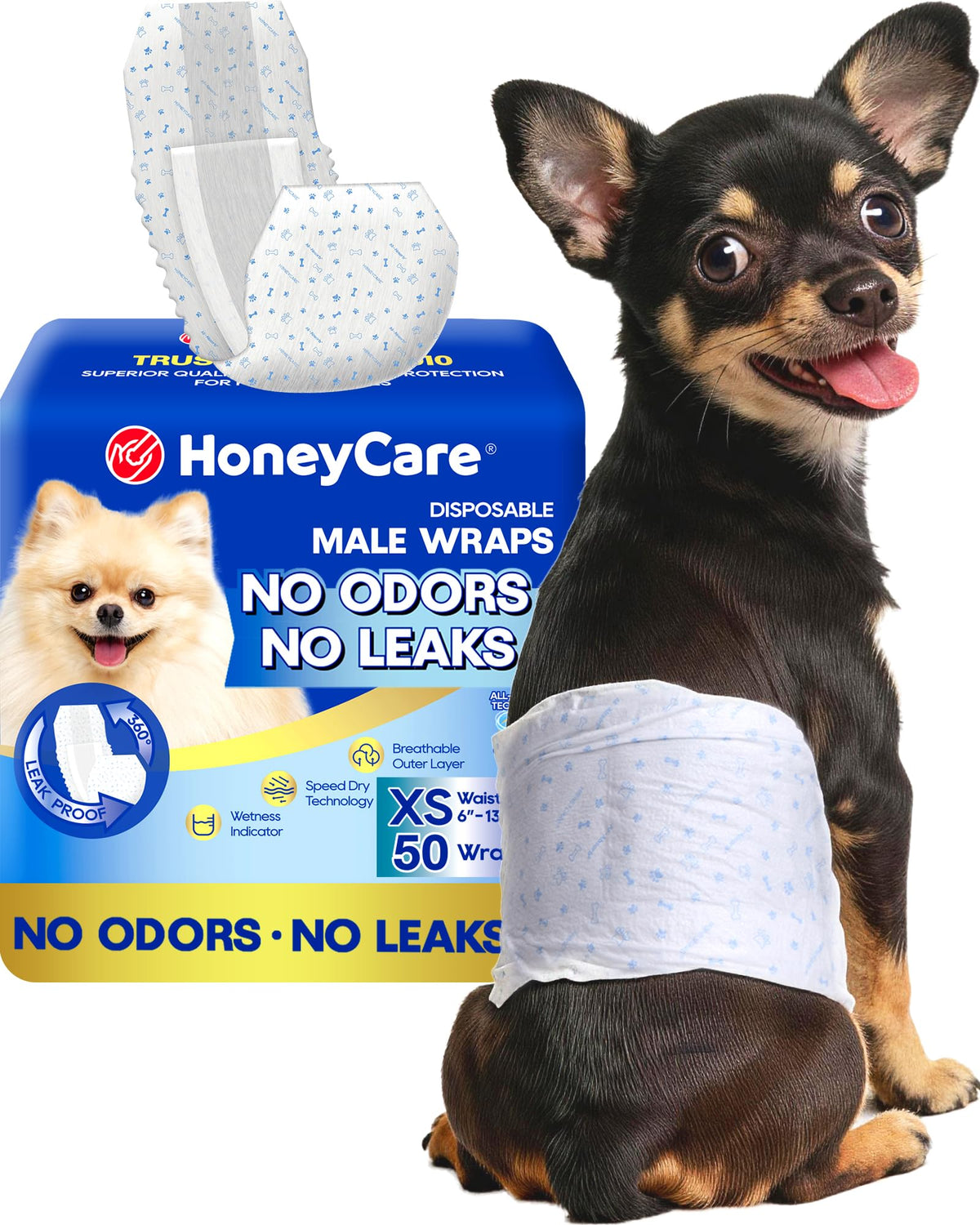 Male Dog Wraps Disposable – front angle view