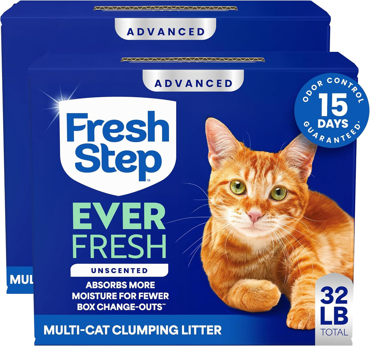 Fresh Step Advanced Ever Fresh Unscented Clumping Cat Litter, 2-Pack
