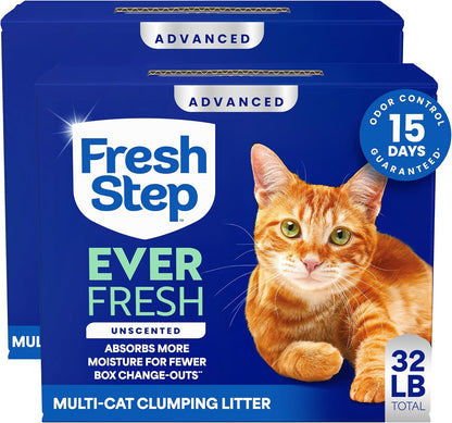 Fresh Step Advanced Ever Fresh Unscented Clumping Cat Litter, 2-Pack