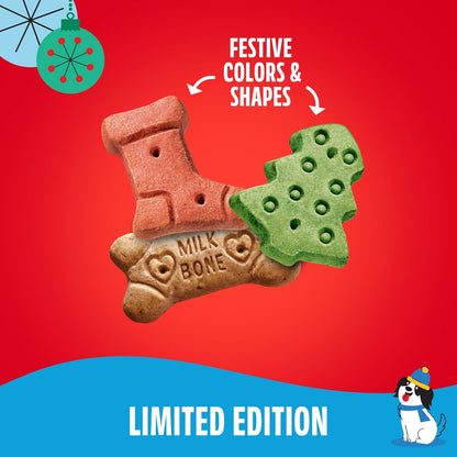 Limited edition festive Milk-Bone biscuit shapes: stocking, bone and tree