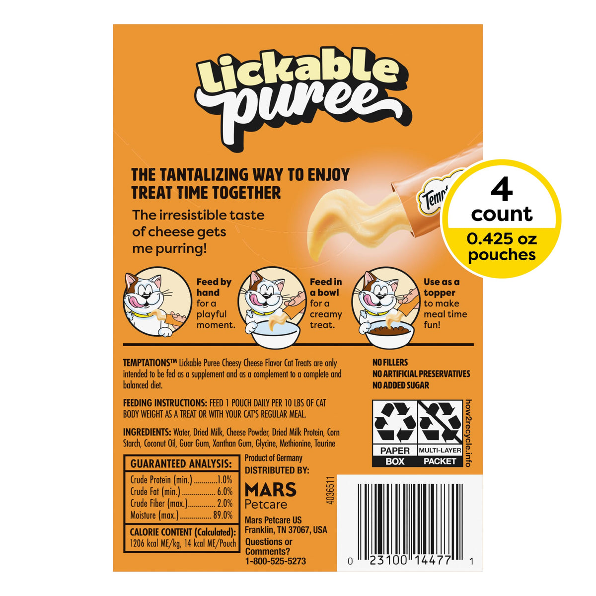 Temptations Creamy Purée Lickable Cat Treats – Seafood Variety, 48 Count