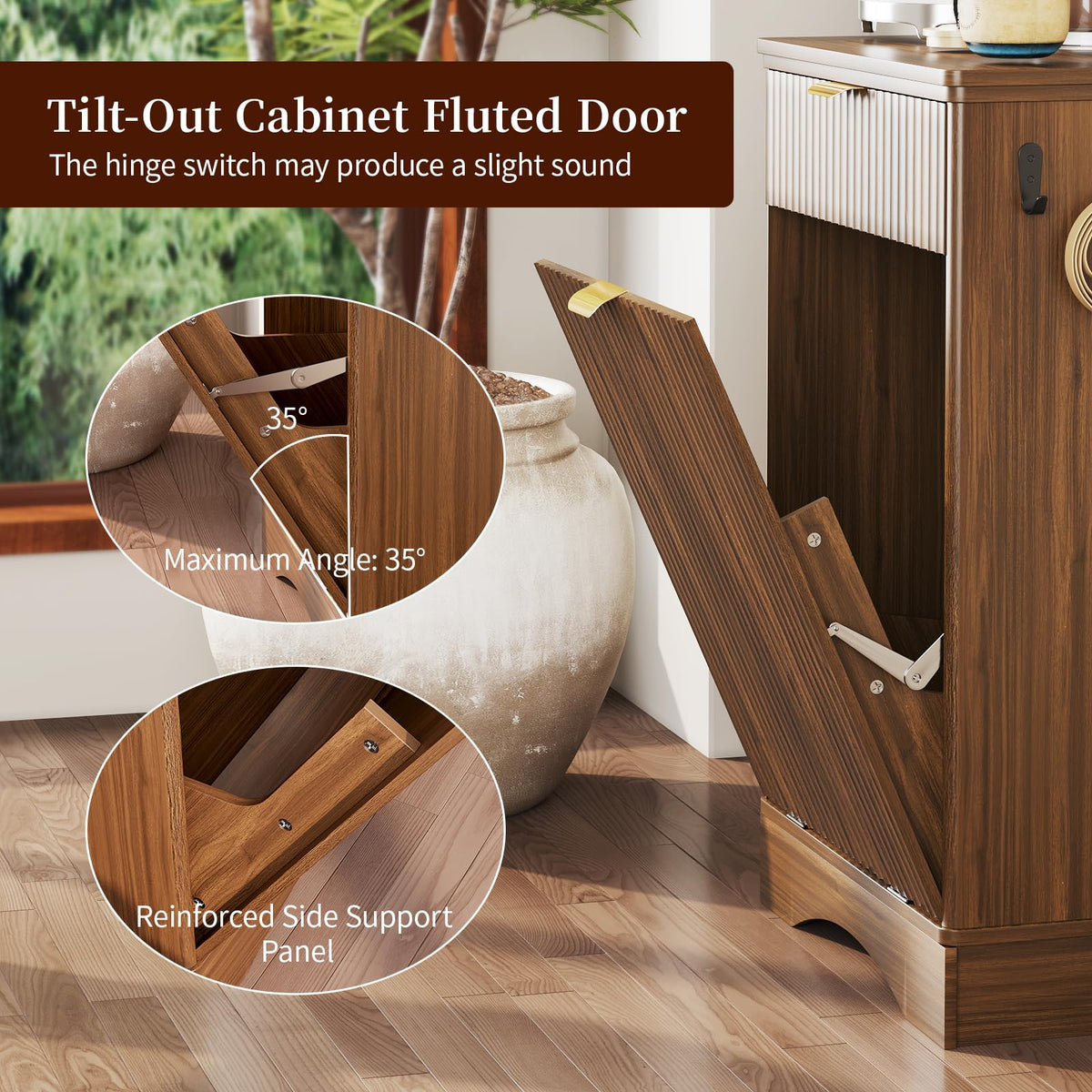 Dog Feeding Station with Storage & 2 Elevated Bowls, Walnut