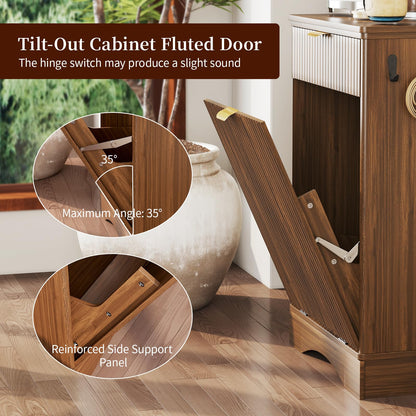 Dog Feeding Station with Storage & 2 Elevated Bowls, Walnut