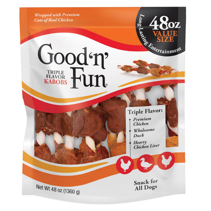 Good 'n' Fun Triple Flavor Kabobs Dog Chews, 24 oz