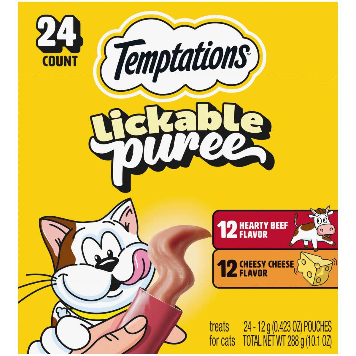 Temptations Creamy Purée Lickable Cat Treats – Seafood Variety, 48 Count