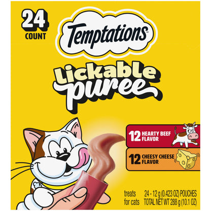 Temptations Creamy Purée Lickable Cat Treats – Seafood Variety, 48 Count