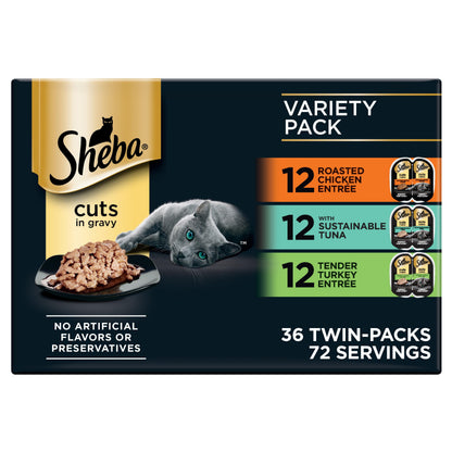 Sheba Perfect Portions Cuts in Gravy Wet Cat Food Multipack, 24 Trays