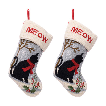 Glitzhome LED Christmas Stockings – 21" Embroidered Linen Stockings, 2-Pack