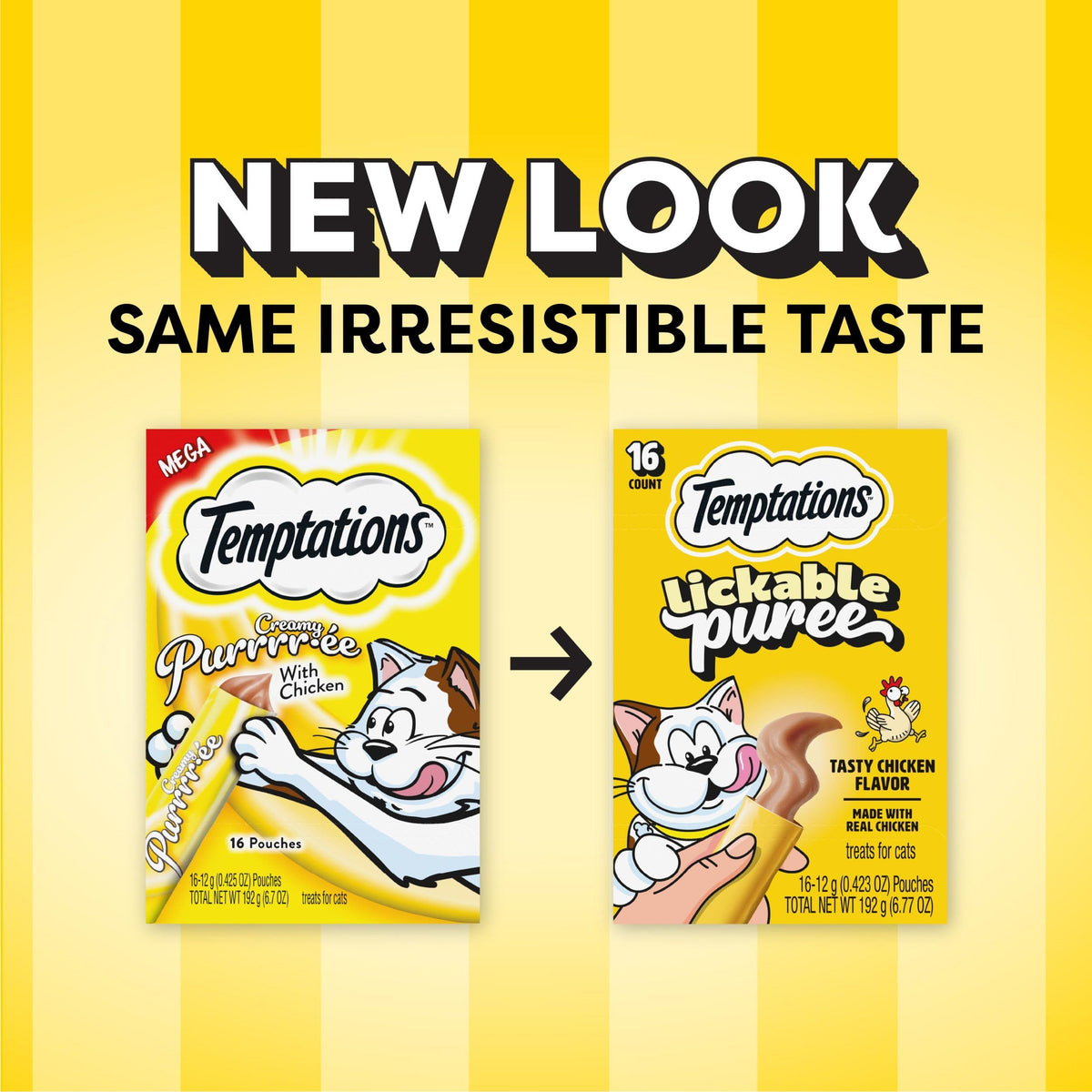 Temptations Creamy Purée Lickable Cat Treats – Seafood Variety, 48 Count