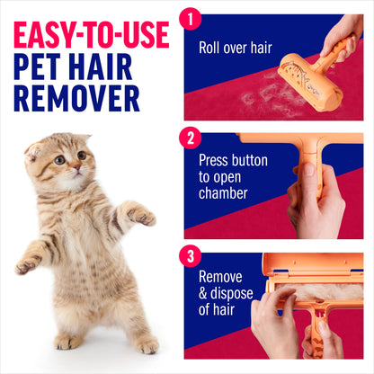 Using a ChomChom Roller to remove pet hair from a couch