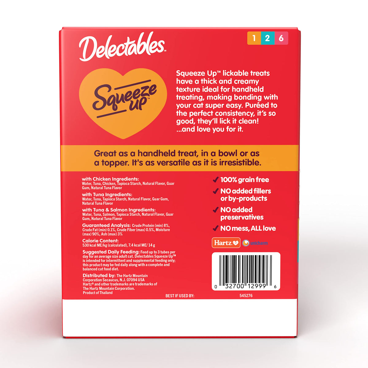 Hartz Delectables Squeeze Up Lickable Cat Treats – Variety Pack, 24 Tubes