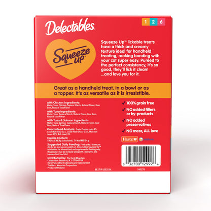 Hartz Delectables Squeeze Up Lickable Cat Treats – Variety Pack, 24 Tubes
