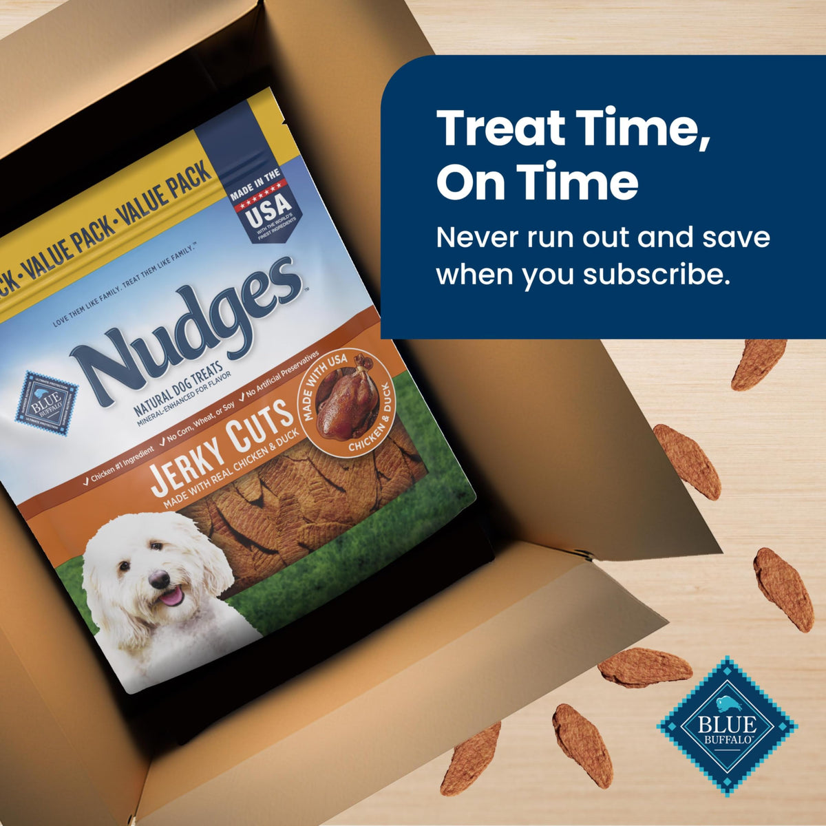 Blue Buffalo Nudges Chicken Jerky Cuts Dog Treats, 16 oz