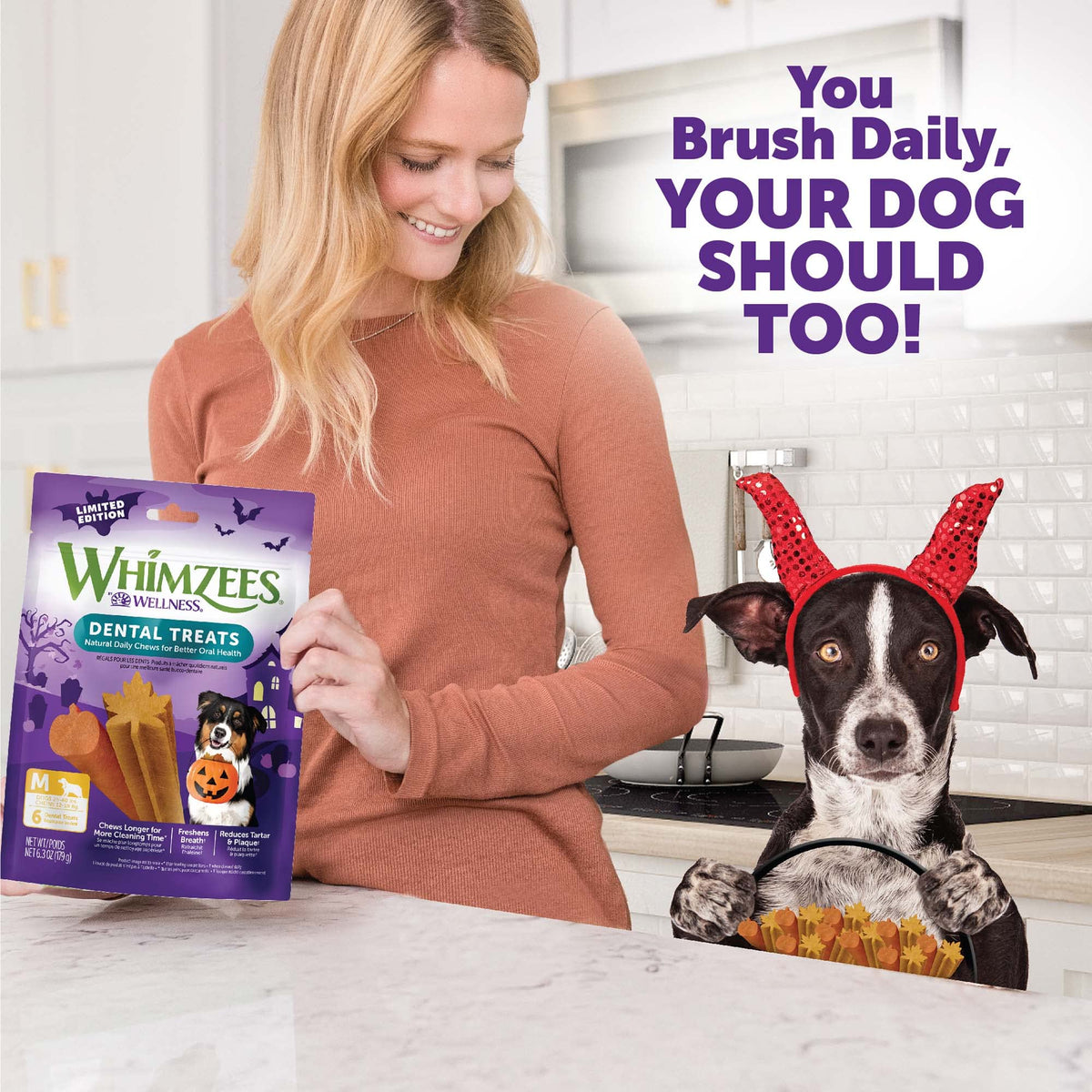 WHIMZEES Holiday Dog Dental Treats – Medium, 6 Count