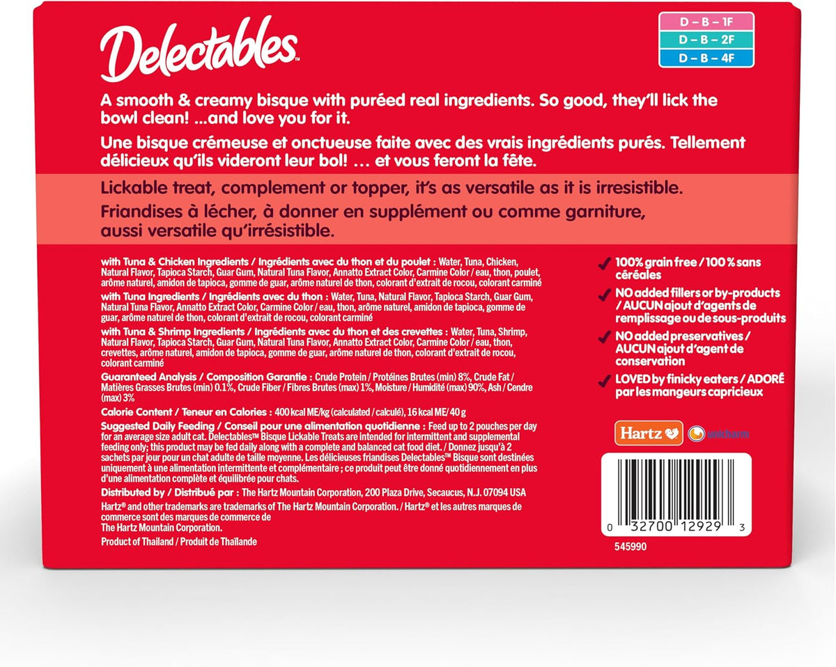 Hartz Delectables Bisque Lickable Cat Treats – Variety Pack, 30 Pouches