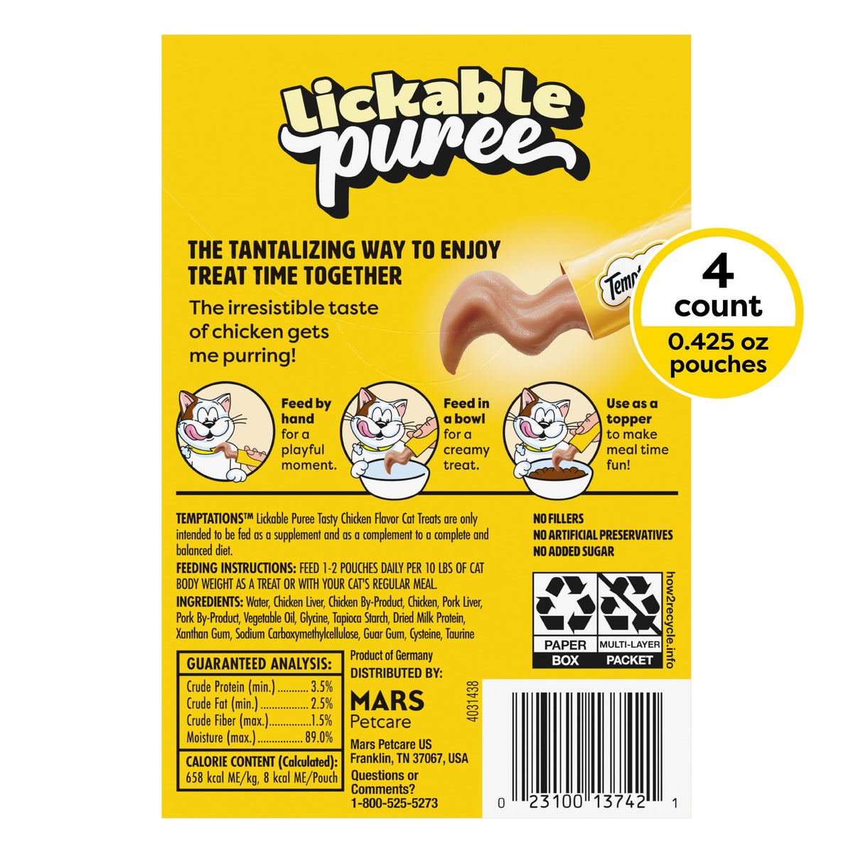 Temptations Creamy Purée Lickable Cat Treats – Seafood Variety, 48 Count