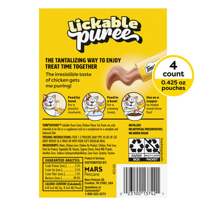 Temptations Creamy Purée Lickable Cat Treats – Seafood Variety, 48 Count