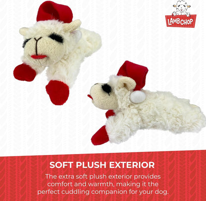 Multipet Holiday Lamb Chop – 10.5" Plush Squeaky Dog Toy with Reindeer Antlers