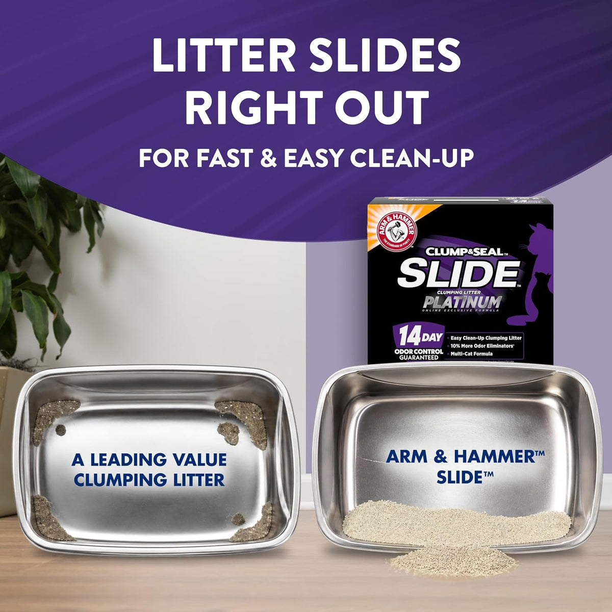 Arm & Hammer Slide Platinum Clumping Cat Litter – Easy Clean-Up, 18 lb