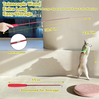 MeoHui Interactive Cat Wand Toy Set – 2 Wands & 9 Refills