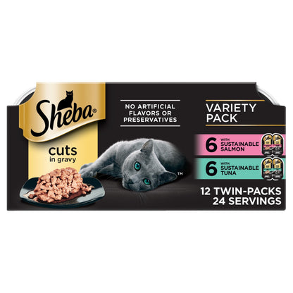 Sheba Perfect Portions Cuts in Gravy Wet Cat Food Multipack, 24 Trays