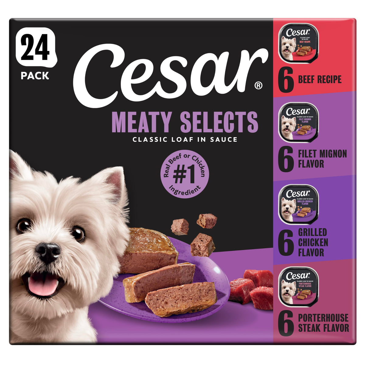 Cesar Meaty Selects Classic Loaf in Sauce Wet Dog Food, 36 Trays