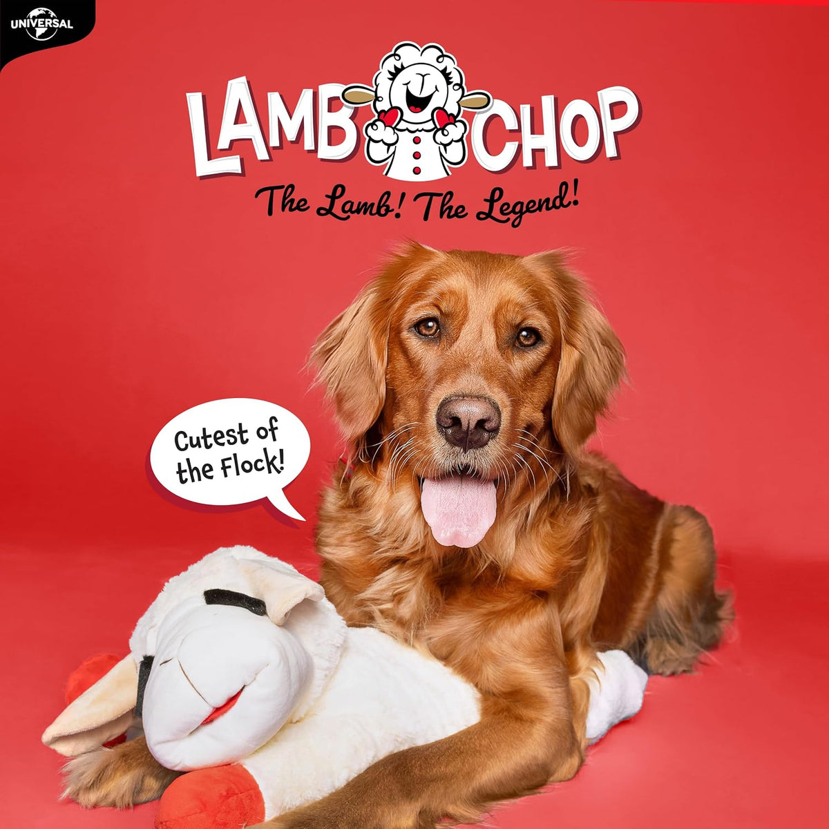 Multipet Holiday Lamb Chop – 10.5" Plush Squeaky Dog Toy with Reindeer Antlers
