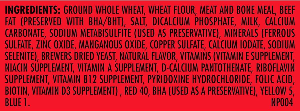 Ingredients list for Milk-Bone holiday biscuits