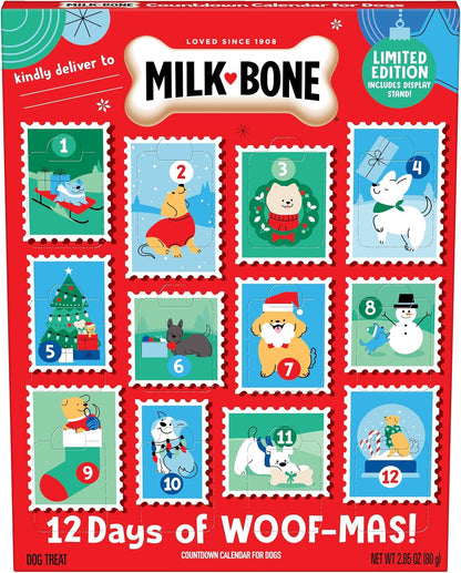 Milk-Bone 12 Days of Woof-Mas dog treat countdown calendar front