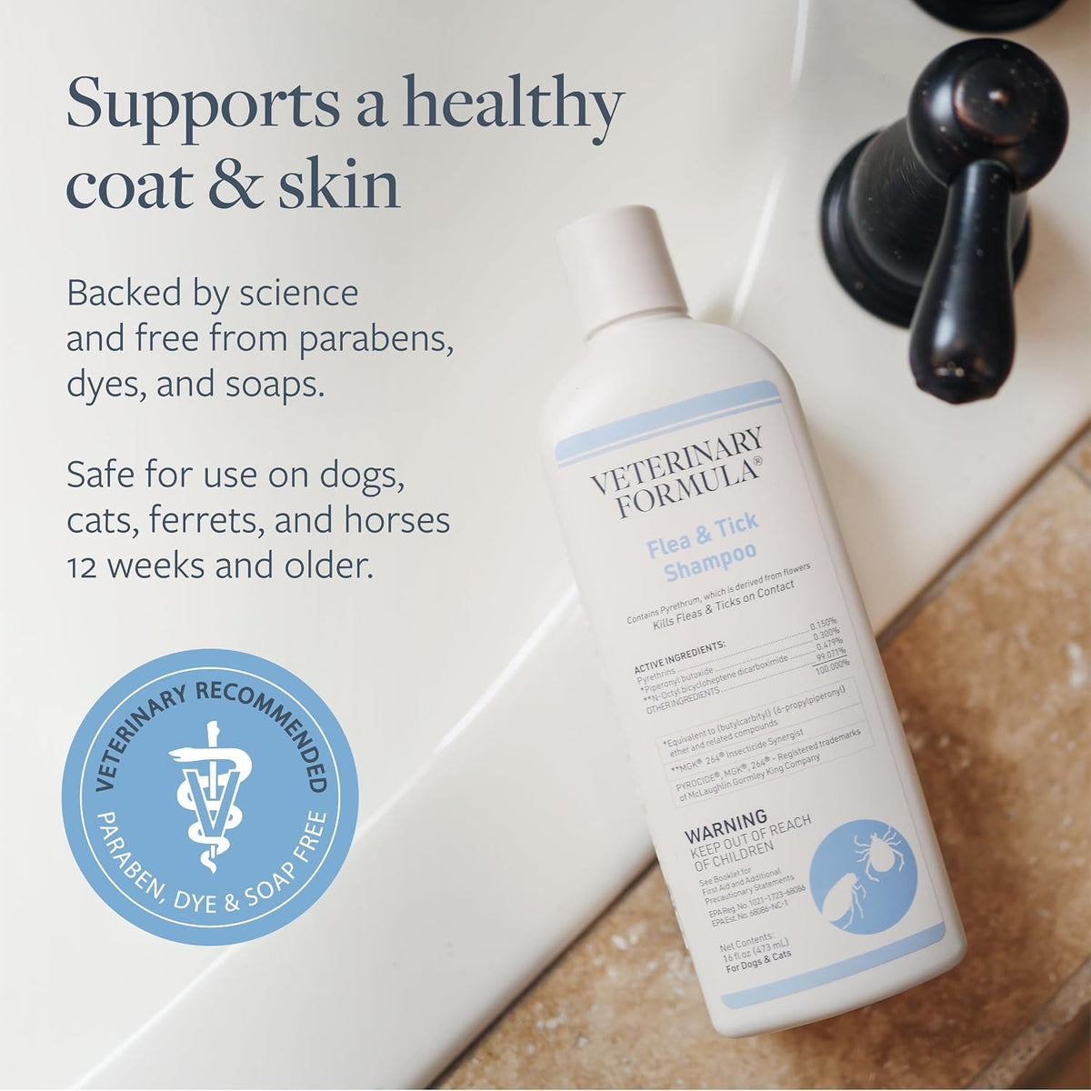Veterinary Formula Flea & Tick Shampoo for Dogs and Cats, 16 oz