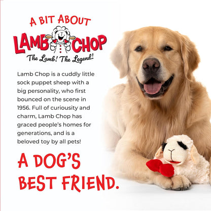 Multipet Holiday Lamb Chop – 10.5" Plush Squeaky Dog Toy with Reindeer Antlers