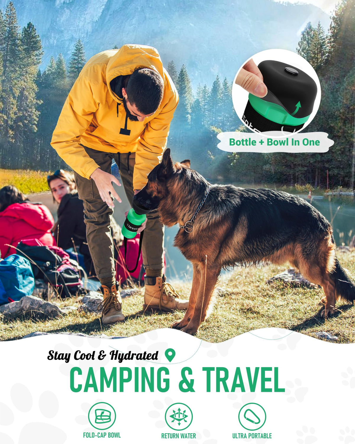 lesotc leak-proof dog water dispenser for hiking