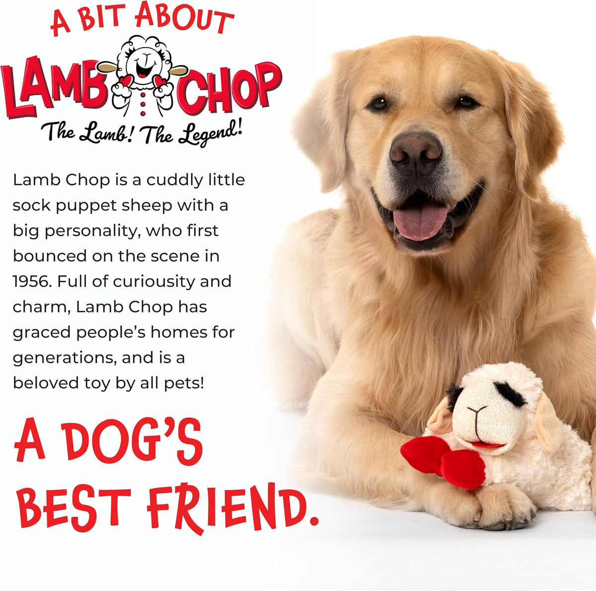 Multipet Holiday Lamb Chop – 10.5" Plush Squeaky Dog Toy with Reindeer Antlers
