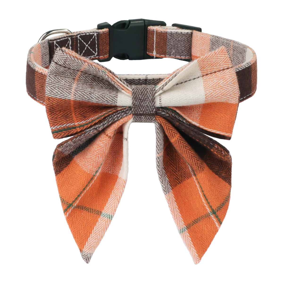 ADOGGYGO Christmas Dog Collar with Bow – Red & Green Plaid Cotton Dog Collar