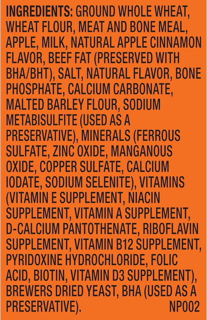 Ingredients list for Milk-Bone Apple Cinnamon Flavor Biscuits