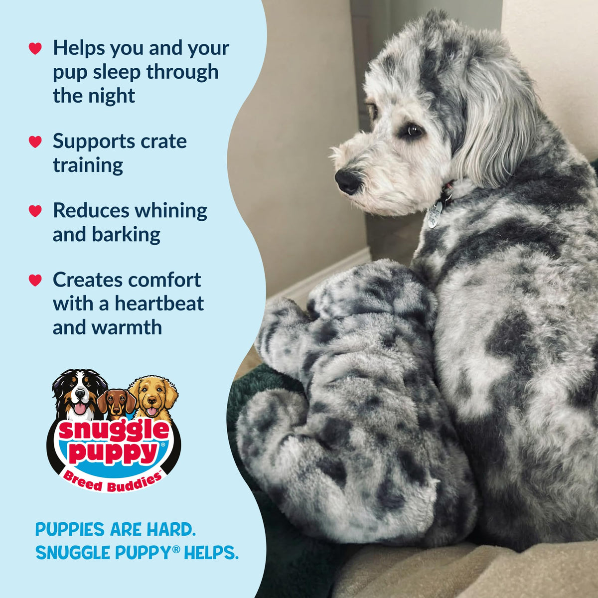 Snuggle Puppy Heartbeat Toy – Calming Comfort Plush for Medium Dogs, Cream