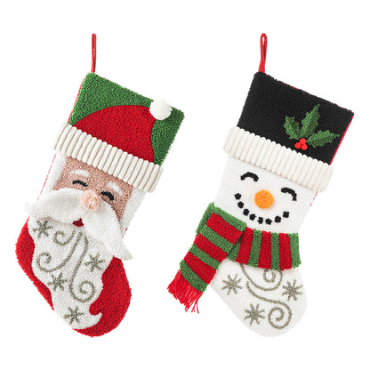 Glitzhome LED Christmas Stockings – 21" Embroidered Linen Stockings, 2-Pack