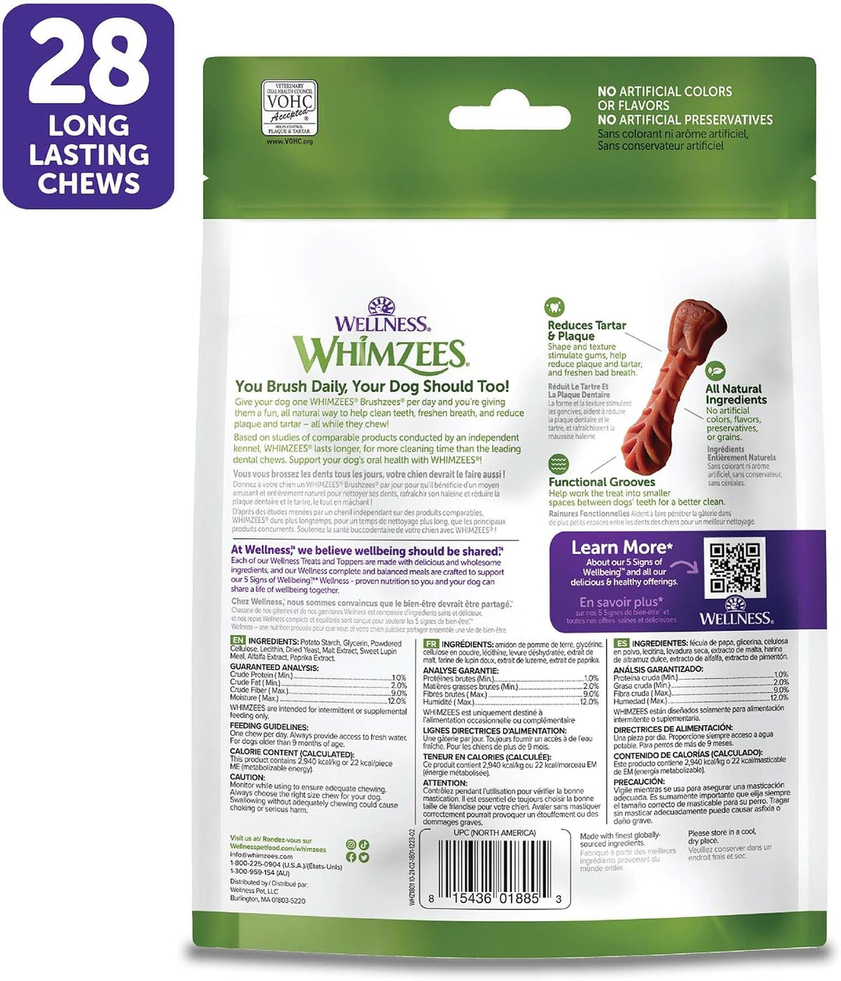 Whimzees Brushzees dental dog chews small 24 count