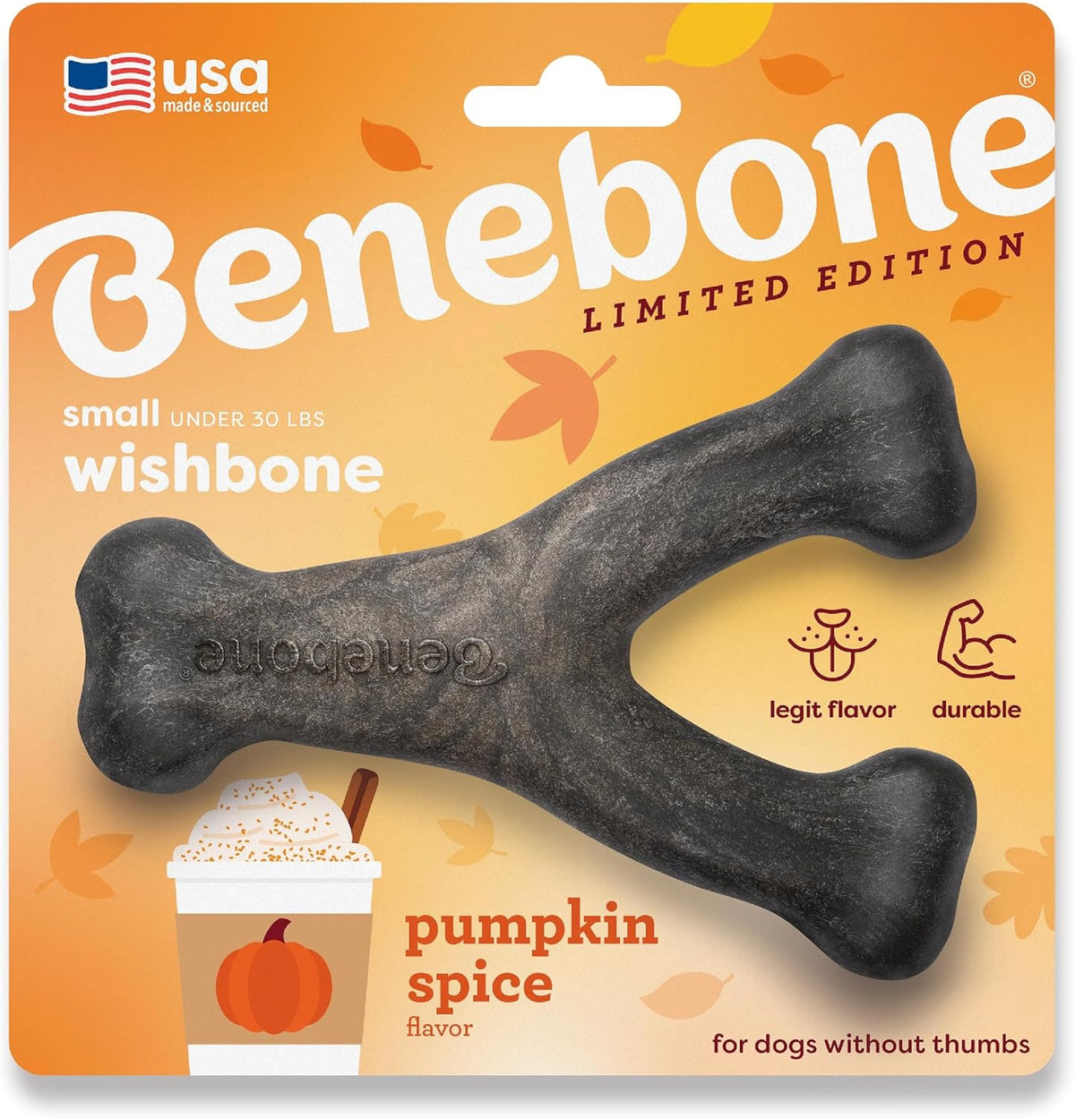 Benebone Wishbone dog chew toy - real bacon flavor nylon chew for aggressive chewers