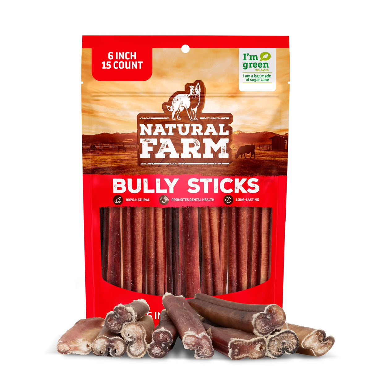 Odor-Free Bully Sticks 6 Inch – angle detail view