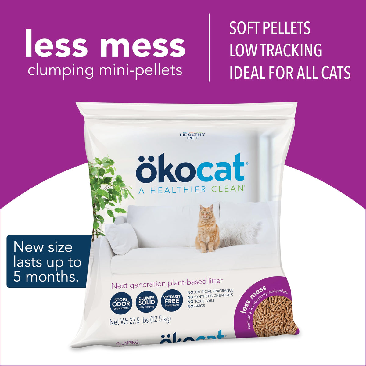 ökocat Low-Tracking Natural Wood Clumping Cat Litter, 14 lb