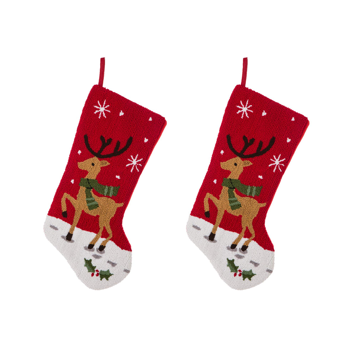Glitzhome LED Christmas Stockings – 21" Embroidered Linen Stockings, 2-Pack