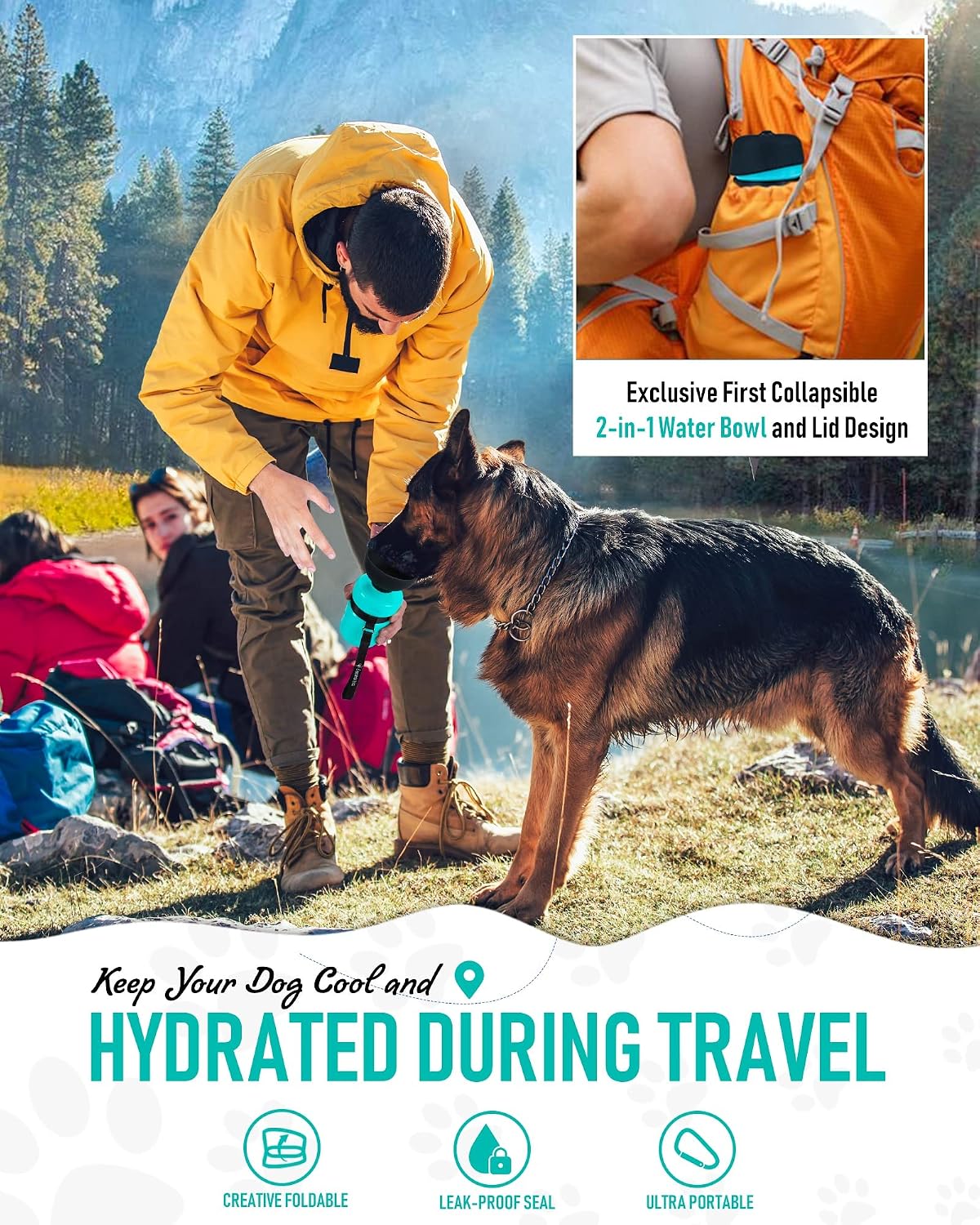 lesotc dog water bottle light blue travel squeeze bottle