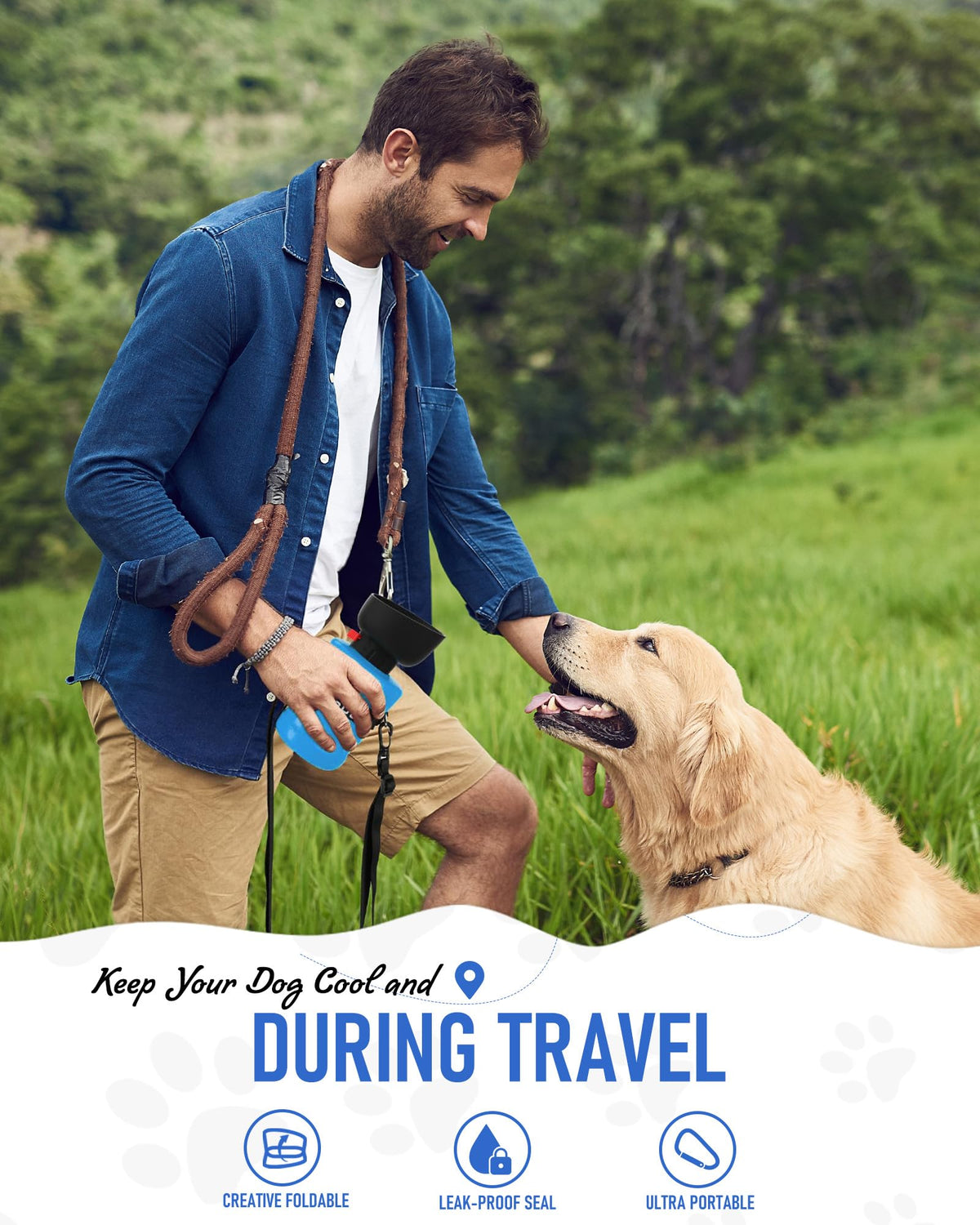 lesotc dog water bottle light blue travel squeeze bottle