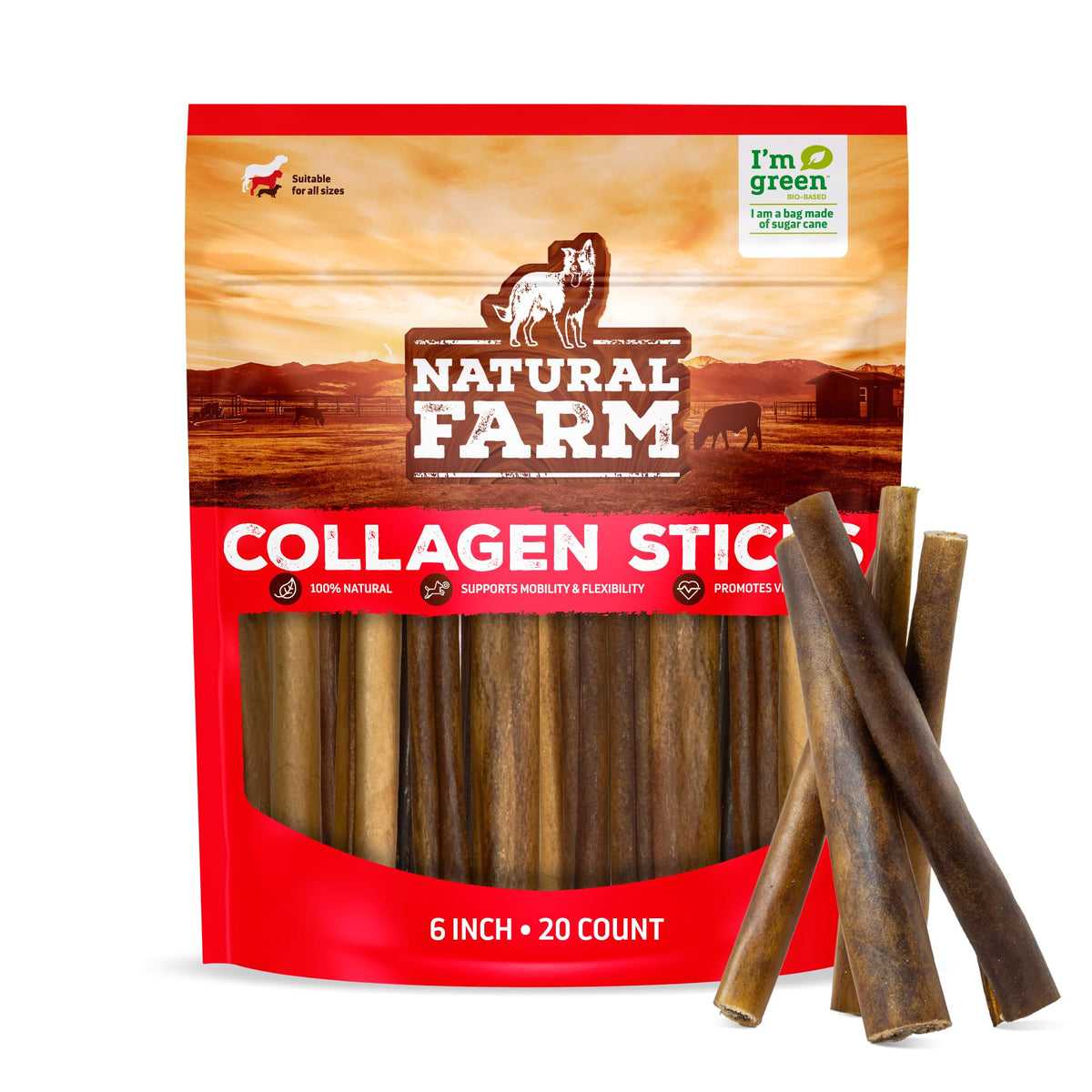 Odor-Free Bully Sticks 6 Inch – scale view