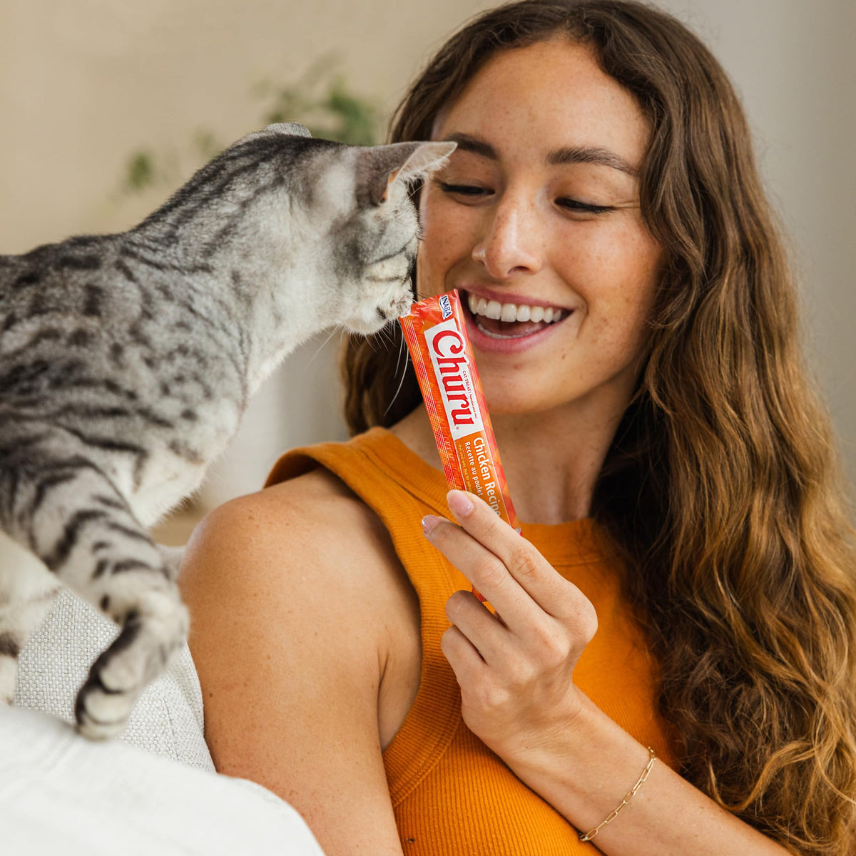 INABA Churu Chicken Lickable Cat Treats with Vitamin E, 120 Tubes