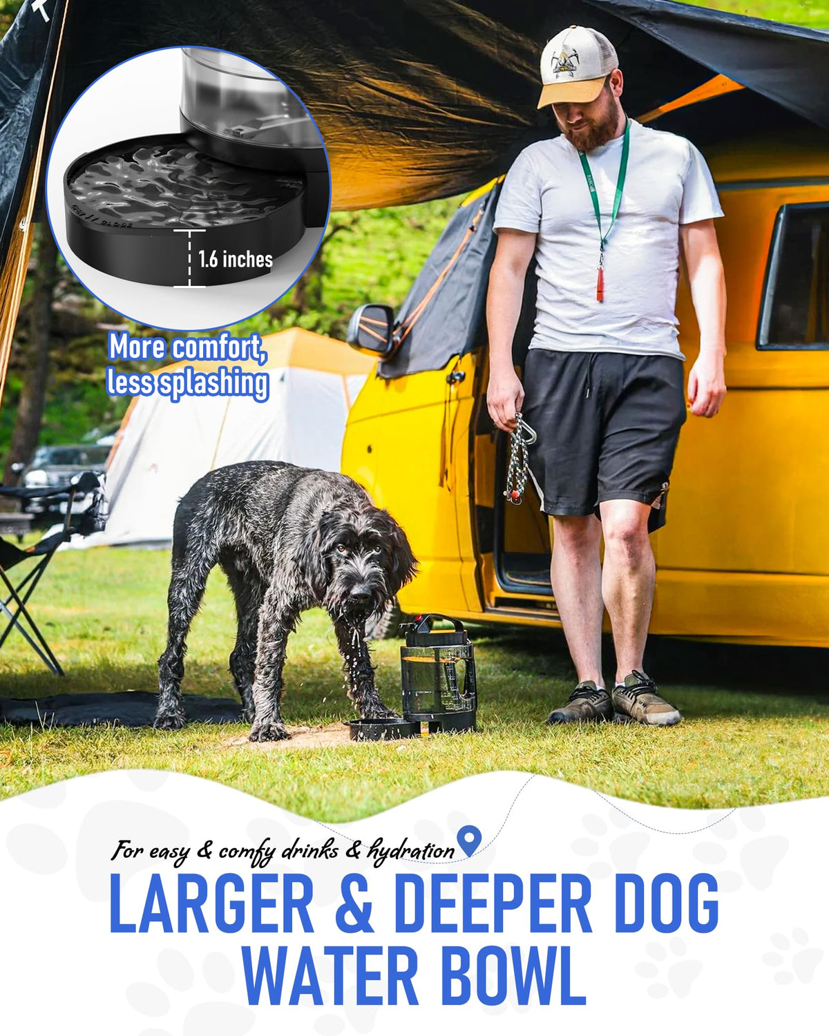 lesotc portable dog water bottle with fold-out bowl 18 oz