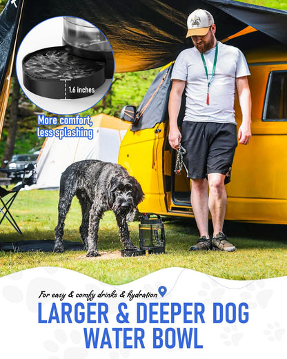 lesotc portable dog water bottle with fold-out bowl 18 oz