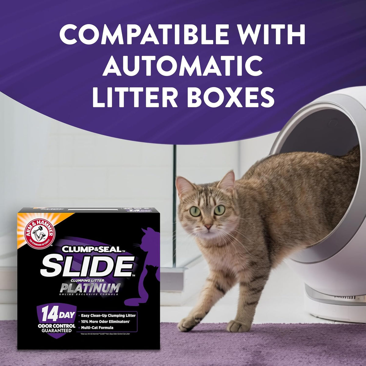 Arm & Hammer Slide Platinum Clumping Cat Litter – Easy Clean-Up, 18 lb