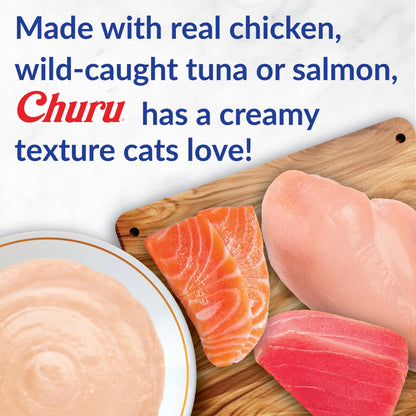 INABA Churu Chicken Lickable Cat Treats with Vitamin E, 120 Tubes